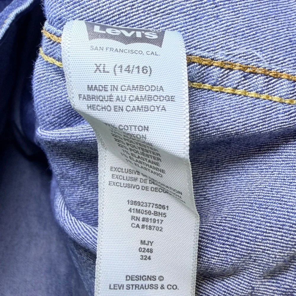 Levis Kids Blue Denim Trucker Jacket XL 14/16‎ Medium Wash Button Up 41M050-BH5